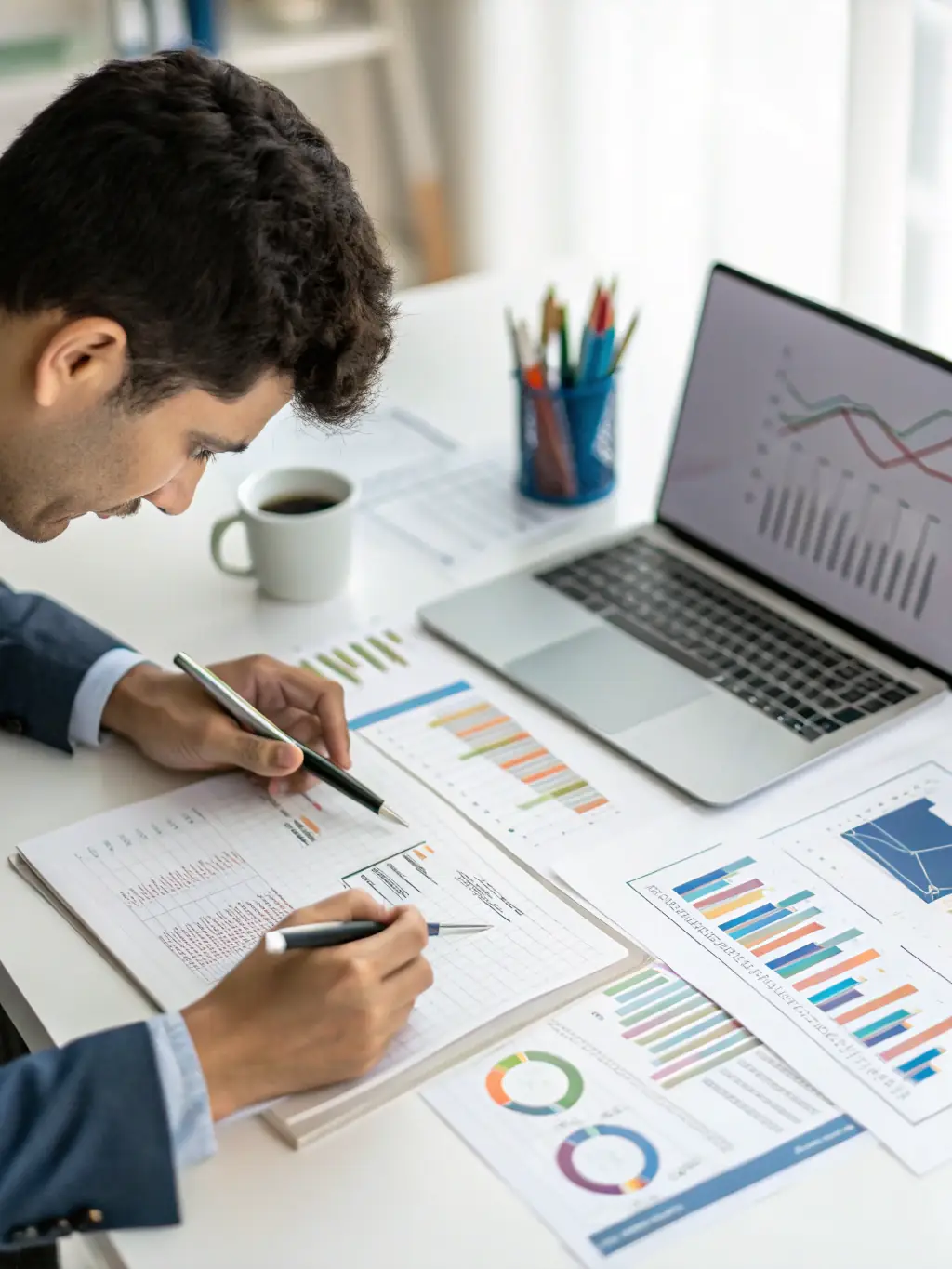 A consultant in a modern office, reviewing a resource allocation chart with a Canadian flag subtly displayed in the background, symbolizing expertise in Canadian business practices.